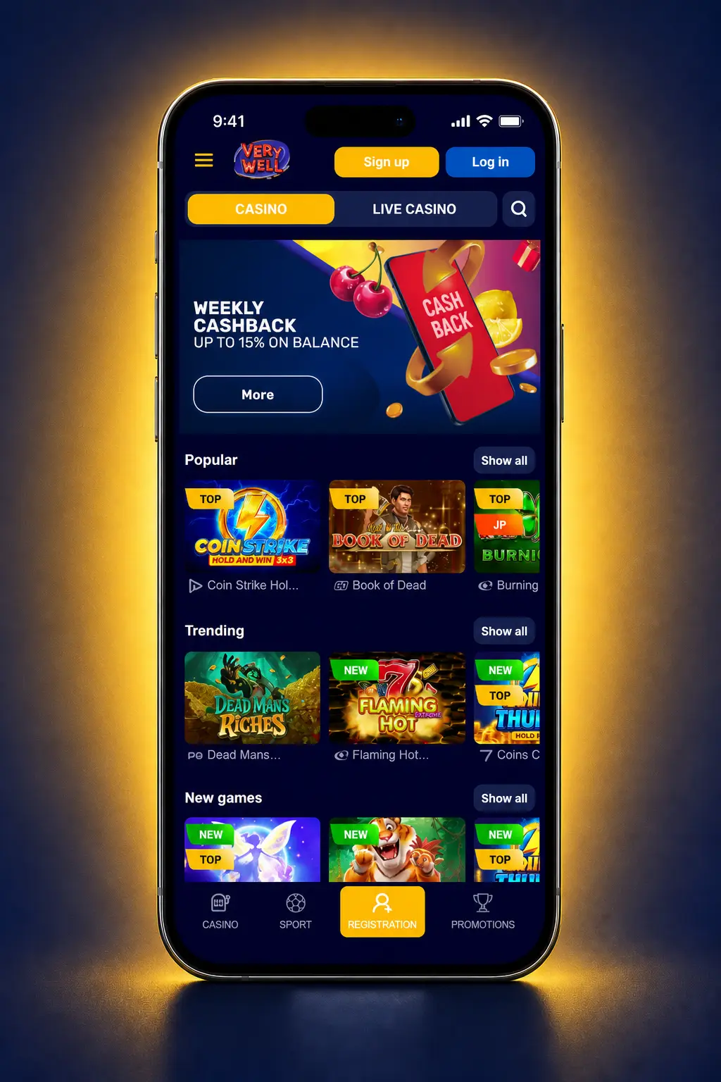 Very Well mobile app bonus code activation steps on iOS and Android for welcome offer claim