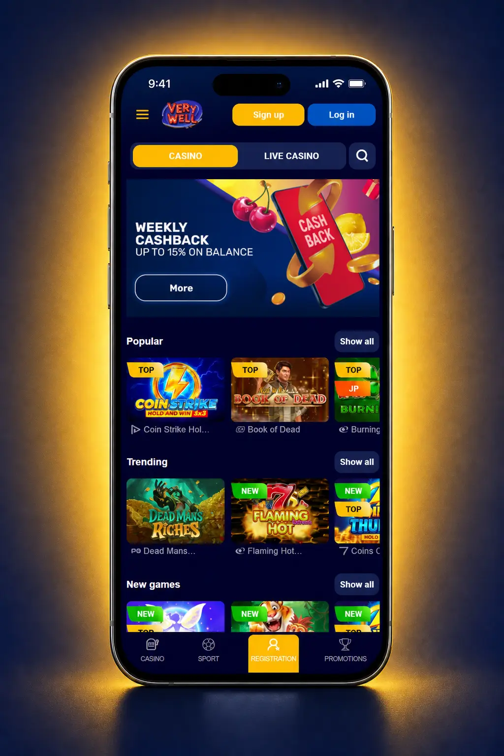 Very Well mobile app bonus code activation steps on iOS and Android for welcome offer claim