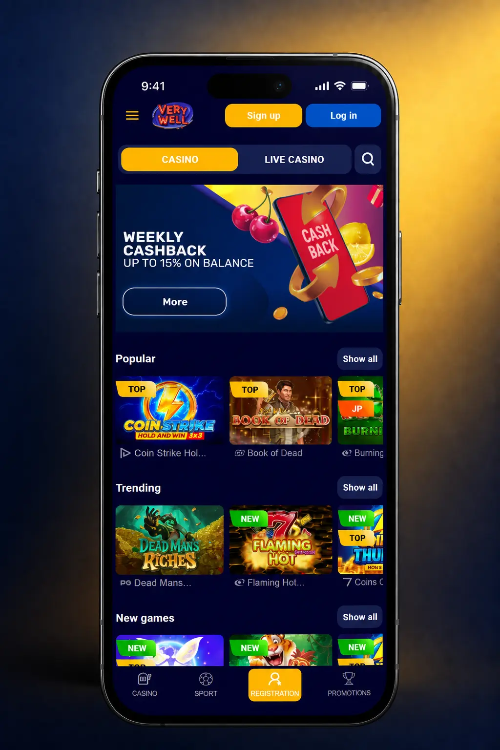 Step-by-step guide on how to enter the Very Well Casino bonus code during registration or at the cashier